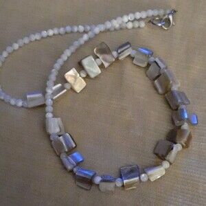 Mother of pearl necklace beaded natural Shell white beige gray beads choker